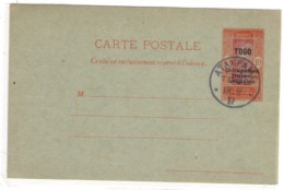 Togo - Ango-French Occupation Postal Card Canceled To Order - Briefe U. Dokumente