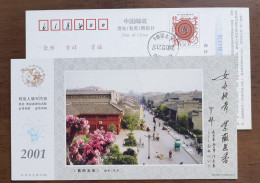 Streent Bicycle Cycling,bike,tricycle,China 2001 Xiangyang Landscape Advertising Pre-stamped Card - Wielrennen