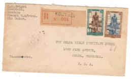 French Sudan - 1939 Registered Koutiala Cover To The USA - Covers & Documents