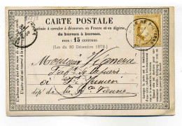 Carte Précurseur CPO /  T17 GARE DE POITIERS  Affranchissant Le Timbre / Dept  80 Vienne / 1874 / Librairie Ressaigne - 1849-1876: Période Classique