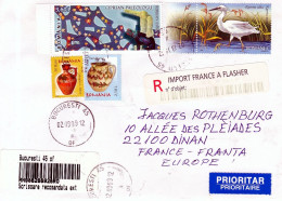 1999. ROUMANIE.Lettre Recommandée.Aigrette Dans Les Roseaux. Vases...CIPRIAN PALEOLLOGUE - Storia Postale