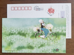 Little Girl Bicycle Cycling,bike,China 2007 Hunan Post New Year Greeting Postal Stationery Card - Ciclismo