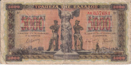 BILLETE DE GRECIA DE 5000 DRACMAS DEL AÑO 1942  (BANKNOTE) - Grèce