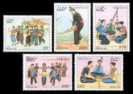 LAOS 1991 - YT 1032-36 ; Mi# 1276-80 ; Sc 1044-48 MNH Traditional Music - Laos