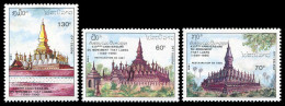 LAOS 1990 - YT 971-973 ; Mi# 1217-19 ; Sc 980-982 MNH Temple - Laos