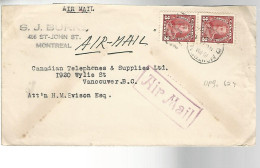 52053 ) Cover Canada Postmark  Duplex Airmail - 1903-1954 Könige