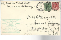 52058 ) Cover Canada First Flight Montreal - Albany Postmark - First Flight Covers