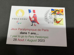 28-8-2023 (3 T 28) Jeux Paralympique De Paris - 1 Year To Go Today - 1 Ans Avant Ce Jour... (Open 28 August 2024) - Estate 2024 : Parigi