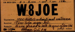CARTE QSL..TOLEDO;OHIO,U.S.A  W 8 J O E..1938 - Radio