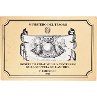 Monnaie, Italie, SCOPERTA DELL'AMERICA, Set 2 Monnaies., 1989, BU, FDC, Argent - Herdenking