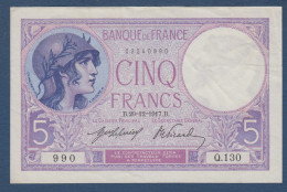 5 Francs  Violet   Du  20 - 12 - 1917 - 5 F 1917-1940 ''Violet''