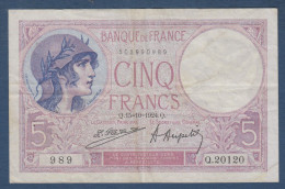 5 Francs  Violet   Du  15 - 10 - 1924 - 5 F 1917-1940 ''Violet''