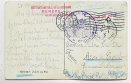 HELVETIA SUISSE CARD BELGIQUE OSTENDE TO MONTE CARLO MONACO VIA GENEVE SUISSE HELVETIA PRISONNIER - Postmarks