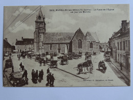 CPA 72 Sarthe - Marolles Les Braults - La Place De L'Eglise Un Jour De Marché - Marolles-les-Braults