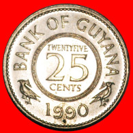 * GREAT BRITAIN (1967-1992): GUYANA  25 CENTS 1990 MINT LUSTRE! · LOW START! · NO RESERVE! - Guyana