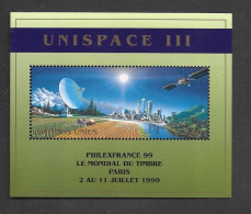 UNITED NATIONS   - Space -  1999 Sheetlet - UNISPACE III Overprinted PHILEXFRANCE 99   - See Scan - Unused Stamps