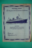 Paquebot NORMANDIE Protège Cahier  Bleu Publicité GADUASE - Transports