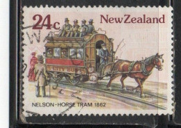 NEW ZEALAND NUOVA ZELANDA 1985 EARLY TRANSPORTATION NELSON HORSE TRAM 24c USED USATO OBLITERE' - Used Stamps