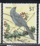 NEW ZEALAND NUOVA ZELANDA 1985 1989 NATIVE BIRDS KOKAKO 1$ USED USATO OBLITERE' - Used Stamps
