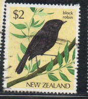 NEW ZEALAND NUOVA ZELANDA 1985 1989 NATIVE BIRDS BLACK ROBIN 2$ USED USATO OBLITERE' - Used Stamps