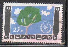 NEW ZEALAND NUOVA ZELANDA 1986 INTERNATIONAL PEACE YEAR TREE 25c USED USATO OBLITERE' - Used Stamps