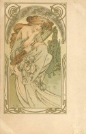 Mucha, Alfons 6. Serie Frau Mit Saiteninstrument II- (rs Beklebt, Nadellöcher) - Mucha, Alphonse