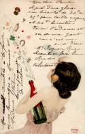 Kirchner, Raphael Neujahr Frau Glück Kleeblatt Hufeisen Schwein 1903 Künstlerkarte I-II (Abdruck Fotoecken) Bonne Annee  - Kirchner, Raphael