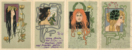 Jugendstil 4 AK 1900-1902 Serie Belle Femmes I-II Art Nouveau - Non Classificati