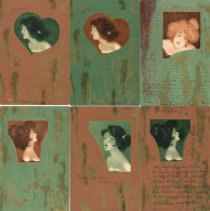 Jugendstil Erika Serie Mit 6 Künstlerkarten I-II Art Nouveau - Non Classificati
