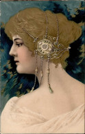 Jugendstil Frau Präge-Karte I-II Art Nouveau - Zonder Classificatie