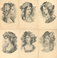 Jugendstil Lot Mit 6 Künstlerkarten Frauen Verlag Stroefer Serie 250 I-II (Albumspuren) Art Nouveau Femmes - Zonder Classificatie