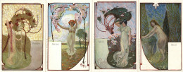 Jugendstil Seire Mit 4 Künstlerkarten Allegorie Verlag Ludwig Frank Und Co. München I-II Art Nouveau - Sin Clasificación