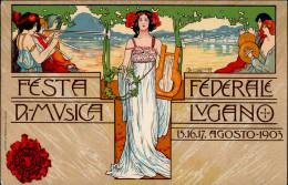 Jugendstil Sign. Belloni Lugano Festa Di Musica 1903 I-II Art Nouveau - Sin Clasificación