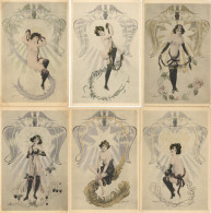 Douhin, A. Serie Mit 6 Künstlerkarten Erotik Jugendstil I-II Art Nouveau Erotisme - Non Classés