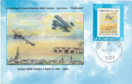 Cartolina STORIA AVIAZIONE COMINA 1910/2010 PORDENONE Centenario Scuola AEREI - Manifestazioni