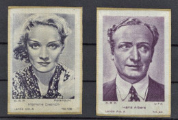 Seide Lot Mit 2 Seiden-Bildchen Schauspieler Dietrich, Marlene Und Albers, Hans Jeweils Ca. 5,5x8cm Soie - Sonstige & Ohne Zuordnung