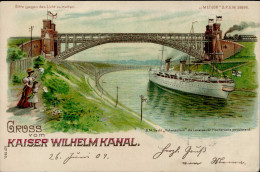 Halt Gegen Licht Kaiser Wilhelm Kanal S.M.Yacht Hohenzollern Levensauer Hochbrücke I-II (Ecke Gestaucht) - Contre La Lumière