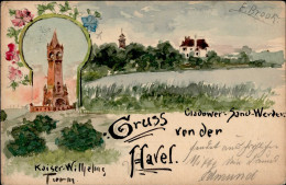 Handgemalt Berlin Havel Kaiser Wilhelm-Turm Kladow Sandwerder 1899 I-II (Ecken Bestossen) Peint à La Main - Sin Clasificación