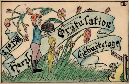 Handgemalt Geburtstag 1901 Sign. Brook, Edmund I-II Peint à La Main - Ohne Zuordnung