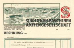 Firmenrechnung Singer Nähmaschinen AG, Original-Blanko-Rechnung Aus Den 1920er Jahren I-II - Unclassified