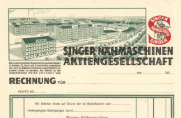 Firmenrechnung Singer Nähmaschinen AG, Original-Blanko-Rechnung Aus Den 1920er Jahren I-II - Zonder Classificatie