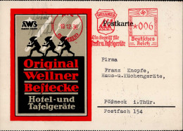 Werbung Aue Original Wellner Bestecke (Firmenkarte) 1936 I-II Publicite - Reclame