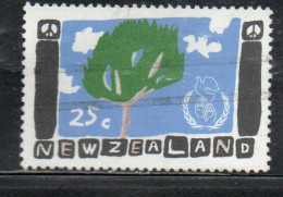 NEW ZEALAND NUOVA ZELANDA 1986 INTERNATIONAL PEACE YEAR TREE 25c USED USATO OBLITERE' - Used Stamps