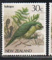 NEW ZEALAND NUOVA ZELANDA 1985 1989 NATIVE BIRDS KAKAPO 30c USED USATO OBLITERE' - Used Stamps