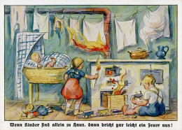 Brandverhütungsdienst Der Landesfeuersozietät Der Provinz Sachsen Künstlerkarte I-II - Bombero