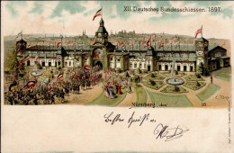 Anlass-Karte Nürnberg XII. Bundesschiessen 1897 Mit Entsprechenden Sonderstempel I-II (Eckbug) - Expositions