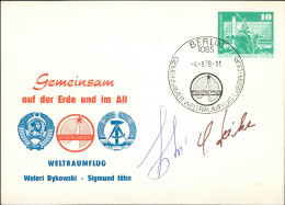 Autograph/Autogramme Kosmonauten Jähn, Sigmund Und Bykowski, Waleri Auf DDR-Ganzsache 1978 - Altri & Non Classificati