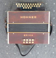 Musik Ziehharmonika HOHNER ERIKA Ca. 1930 Funktionsfähig Im Koffer - Musica E Musicisti