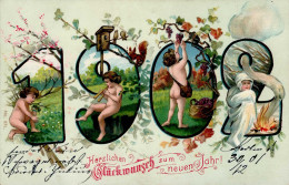 Jahreszahlen 1902 Glückwunsch Neujahr Jahreszeiten I-II Bonne Annee - Otros & Sin Clasificación