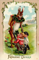 Ostern Fröhliche Ostern Osterhase Kinder Kleeblatt 1908 II (Stauchung, Ecken Abgestossen) Paques - Pasen